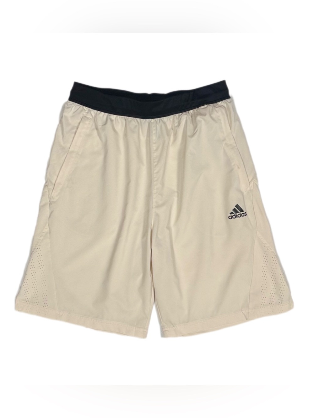Adidas Axis Knit 3.0 cream black lightweight athletic fit shorts men's medium